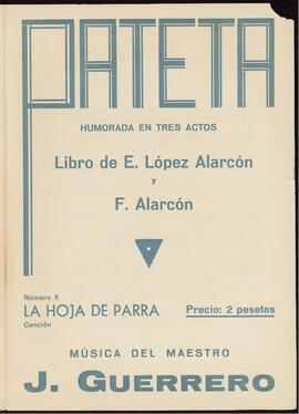 Pateta : humorada en tres actos. N. 5, La hoja de parra : canción