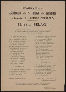El 88... ¡pelao! : homenaje de la Asociación de la Prensa de Zaragoza al maestro D. Jacinto Guerrero