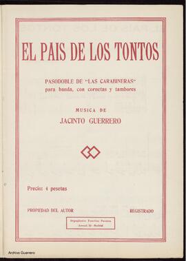 El país de los tontos. Pasodoble de Las carabineras para banda con cornetas y tambores