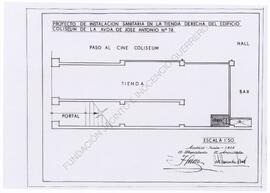 Proyecto de instalación sanitaria en la tienda derecha del edificio Coliseum...